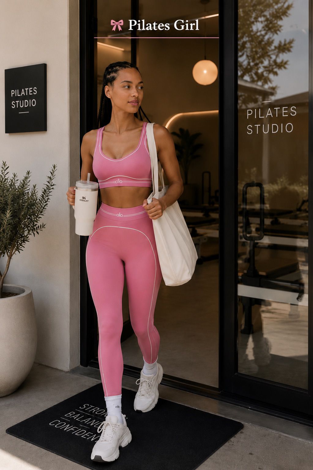 Alo Contour set: High Waist Tights and Fitness Crop (Waist Logo).