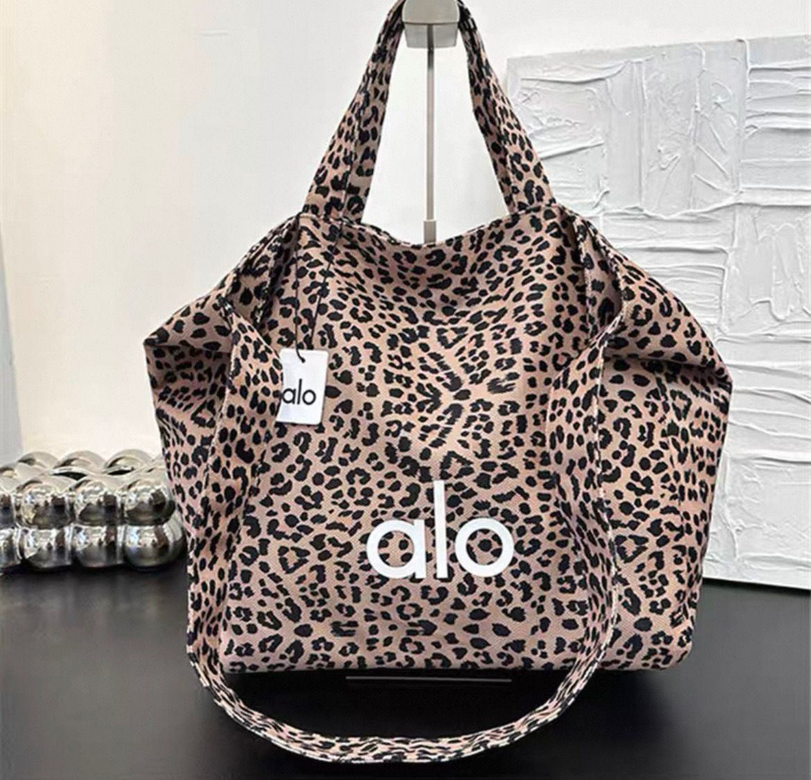 Alo Canvas Leapard Print Tote Bag